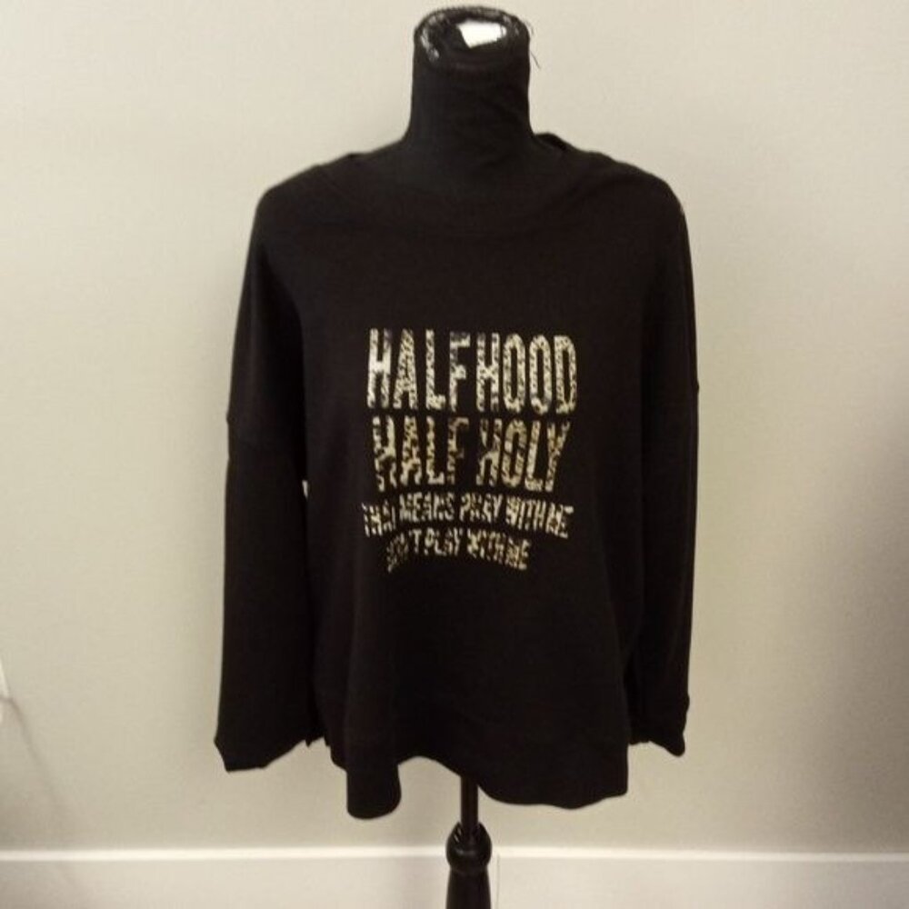 Time and Tru "Half Hood Half Holy" Custom Black/Leopard Print Sweatshirt…
